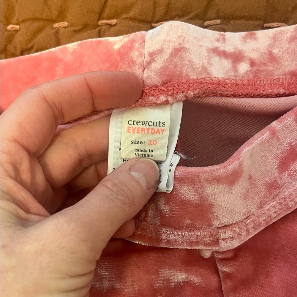 Crewcuts Pink crushed velvet leggings